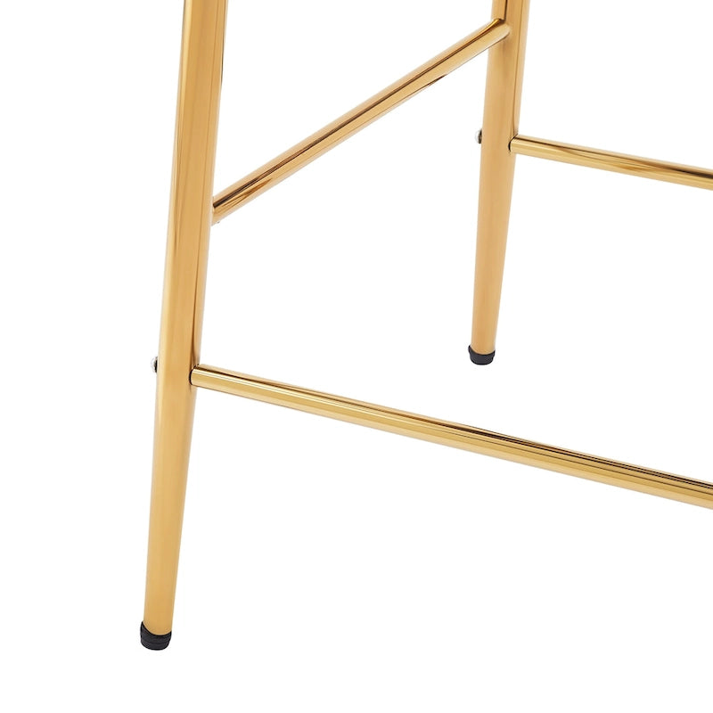 Lot de 2 tabourets de bar modernes de 71 cm avec dossier et assise rembourrés en velours, pieds en métal pour salle à manger, salon et chambre à coucher