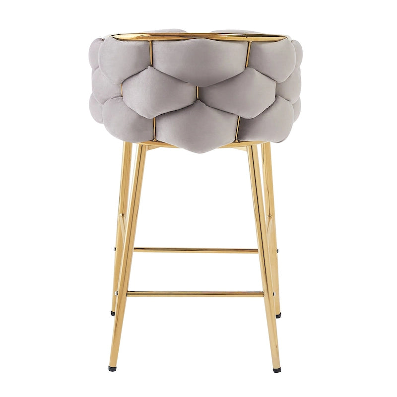 Lot de 2 tabourets de bar modernes de 71 cm avec dossier et assise rembourrés en velours, pieds en métal pour salle à manger, salon et chambre à coucher