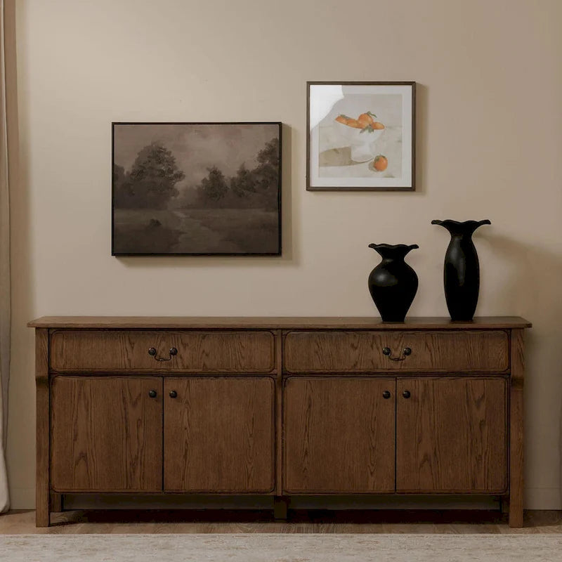 Sideboard With drawers, Warm Brown - 78.5W x19.76D x32H