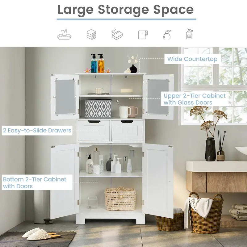 Meuble de rangement de salle de bain avec 2 tiroirs pour cuisine