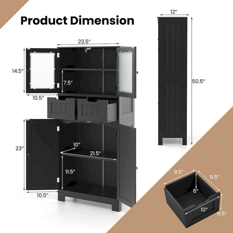 Meuble de rangement de salle de bain avec 2 tiroirs pour cuisine