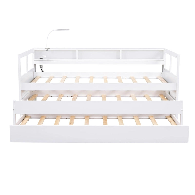 Lit de repos avec lits gigognes, étagères et ports USB