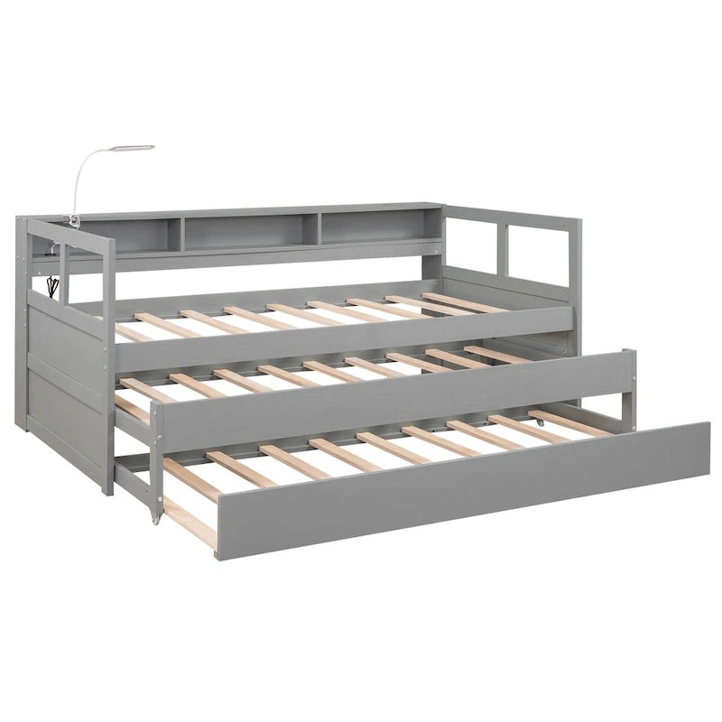Lit de repos avec lits gigognes, étagères et ports USB