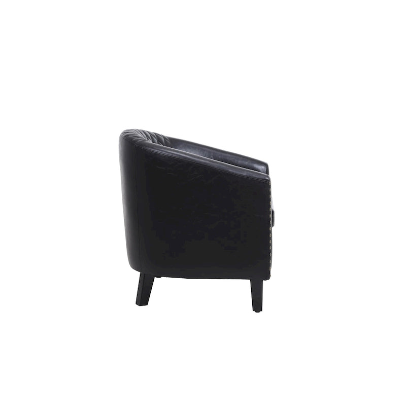 Fauteuil d'appoint avec clous décoratifs et pieds en bois massif pour salon