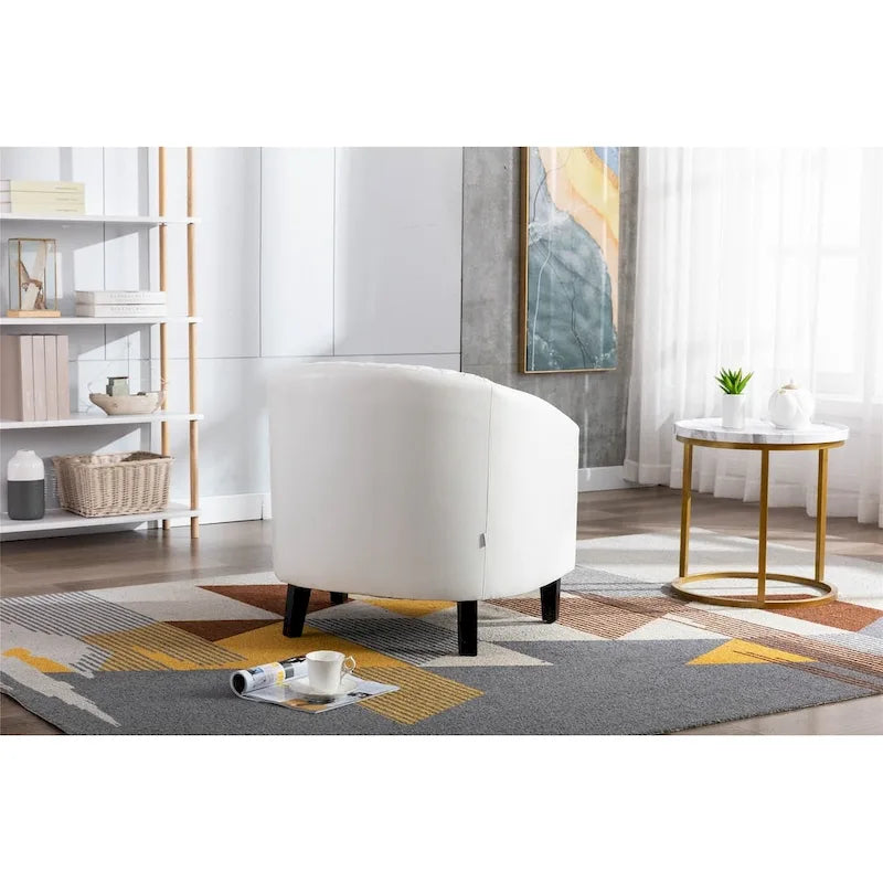 Fauteuil d'appoint avec clous décoratifs et pieds en bois massif pour salon