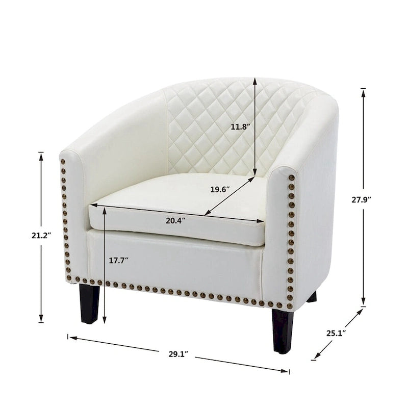 Fauteuil d'appoint avec clous décoratifs et pieds en bois massif pour salon