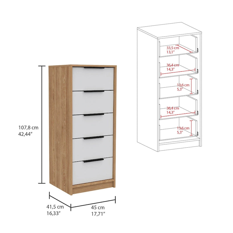 Commode à 5 tiroirs, Commode verticale