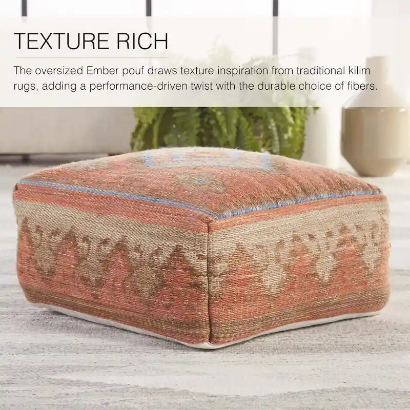 Indoor and Outdoor Tribal Cube Pouf - 20X20X8