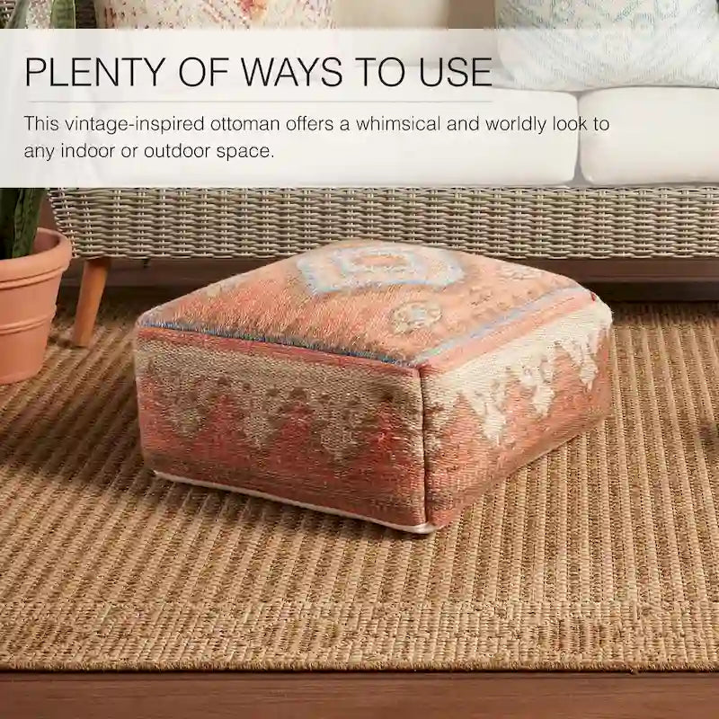 Indoor and Outdoor Tribal Cube Pouf - 20X20X8