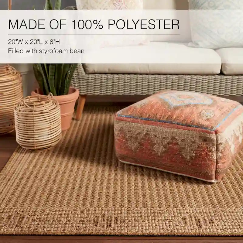 Indoor and Outdoor Tribal Cube Pouf - 20X20X8
