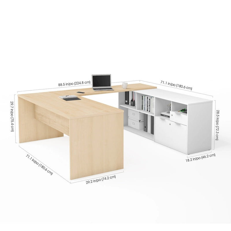 U-Desk with Two Drawers