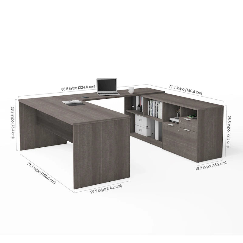U-Desk with Two Drawers