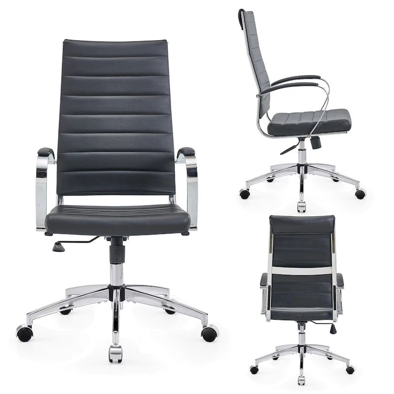 Ribbed Computer Office Chair Adjustable Swivel High Back Desk Chair