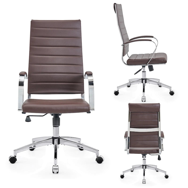 Ribbed Computer Office Chair Adjustable Swivel High Back Desk Chair