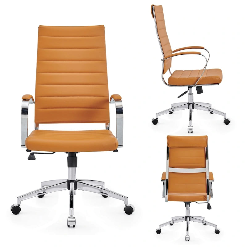 Ribbed Computer Office Chair Adjustable Swivel High Back Desk Chair