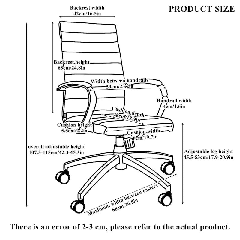Ribbed Computer Office Chair Adjustable Swivel High Back Desk Chair