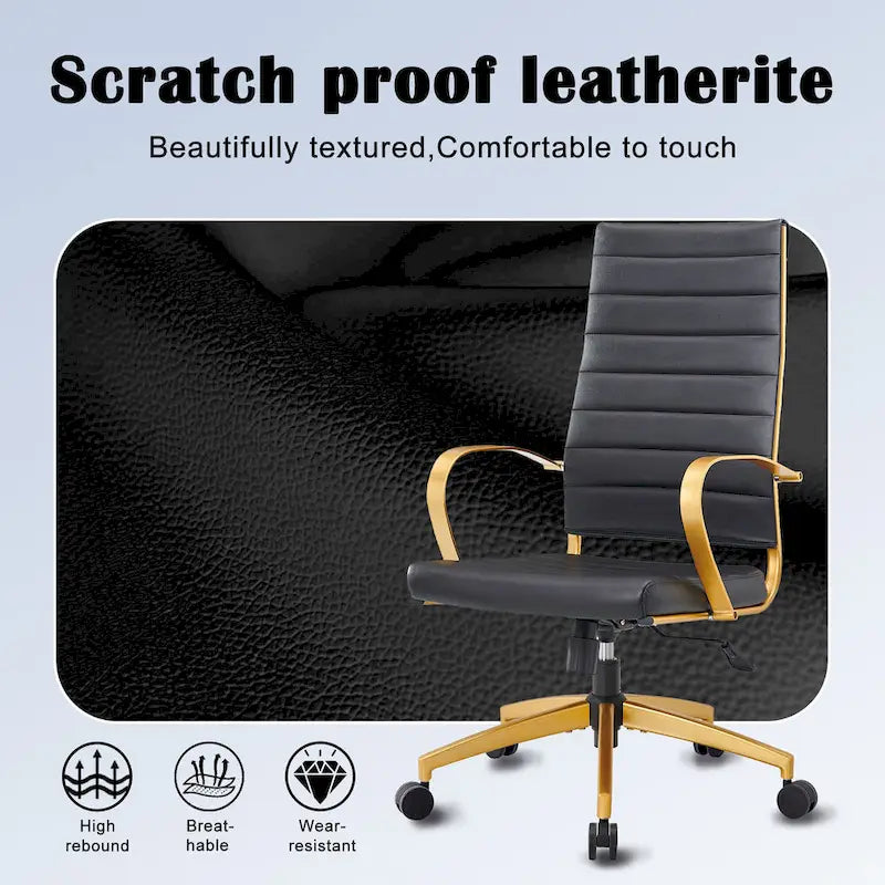 Ribbed Computer Office Chair Adjustable Swivel High Back Desk Chair