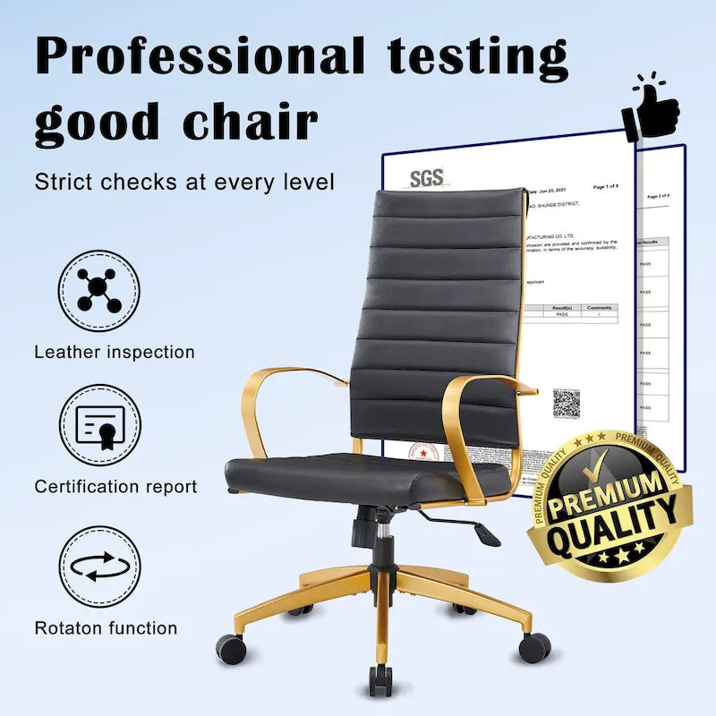 Ribbed Computer Office Chair Adjustable Swivel High Back Desk Chair