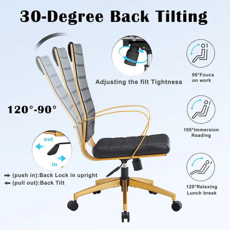 Ribbed Computer Office Chair Adjustable Swivel High Back Desk Chair