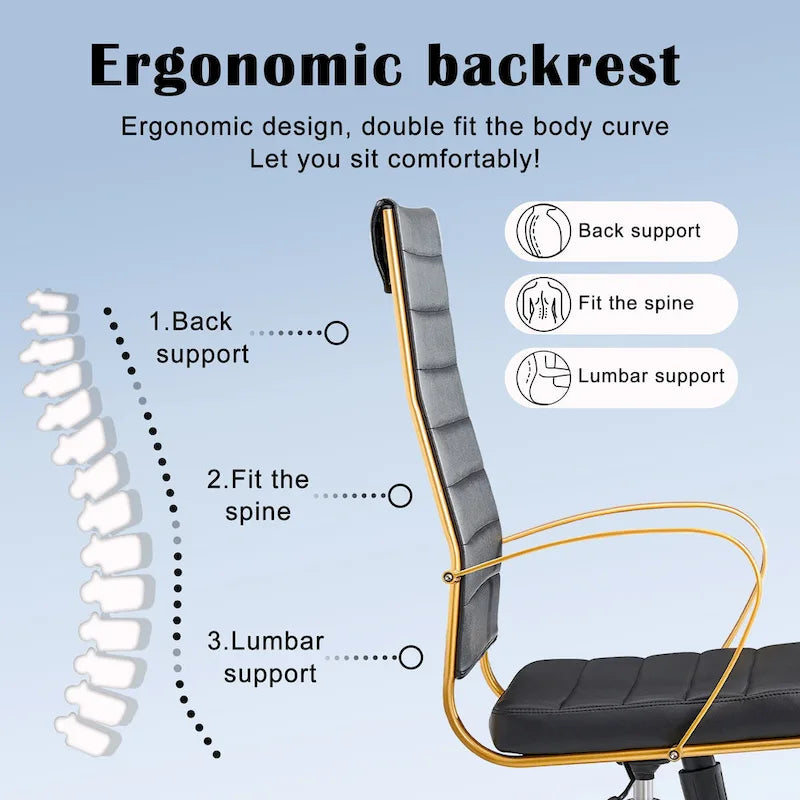 Ribbed Computer Office Chair Adjustable Swivel High Back Desk Chair
