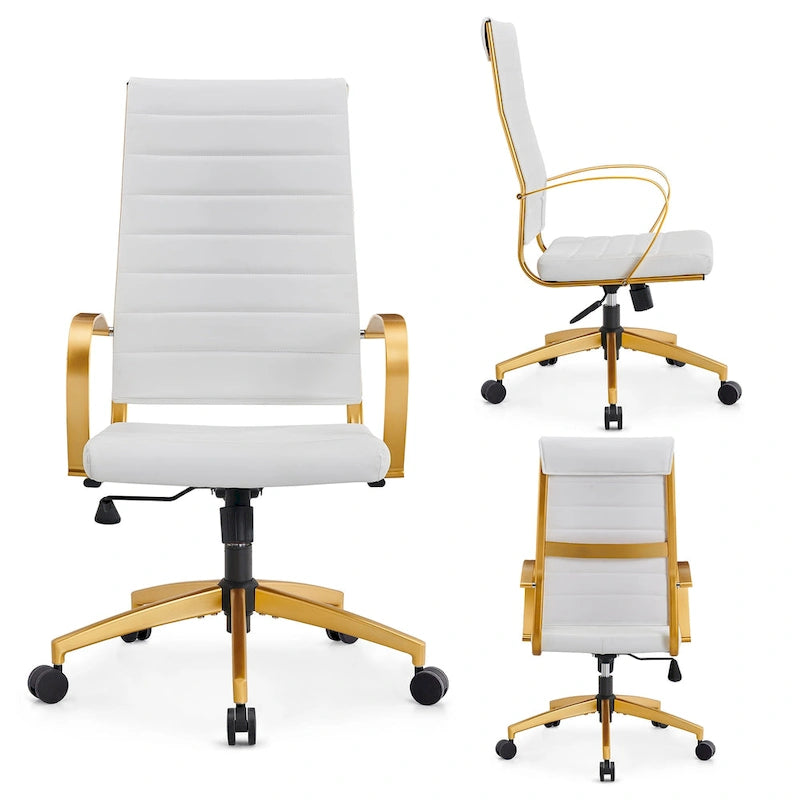 Ribbed Computer Office Chair Adjustable Swivel High Back Desk Chair