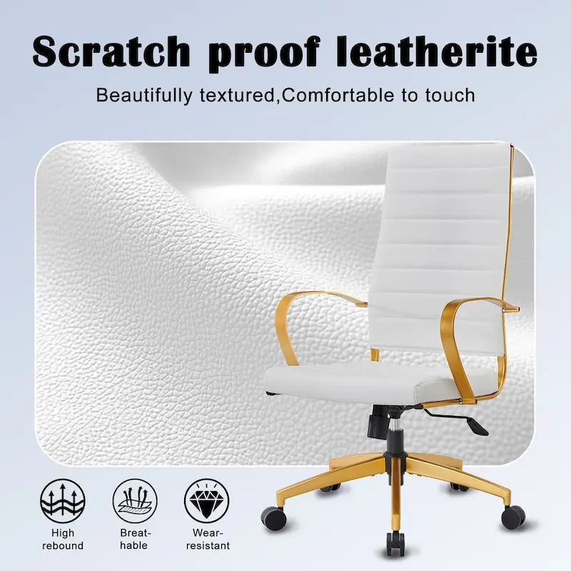 Ribbed Computer Office Chair Adjustable Swivel High Back Desk Chair