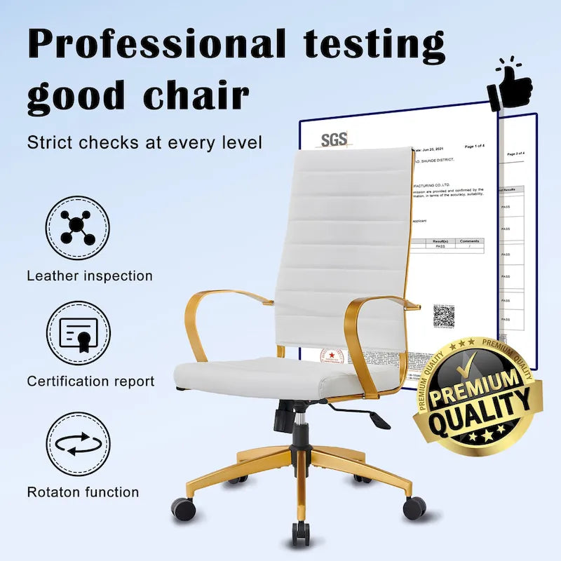 Ribbed Computer Office Chair Adjustable Swivel High Back Desk Chair