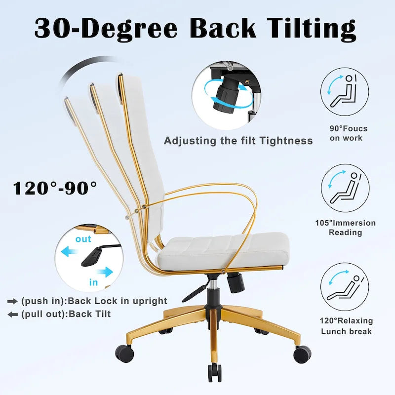 Ribbed Computer Office Chair Adjustable Swivel High Back Desk Chair