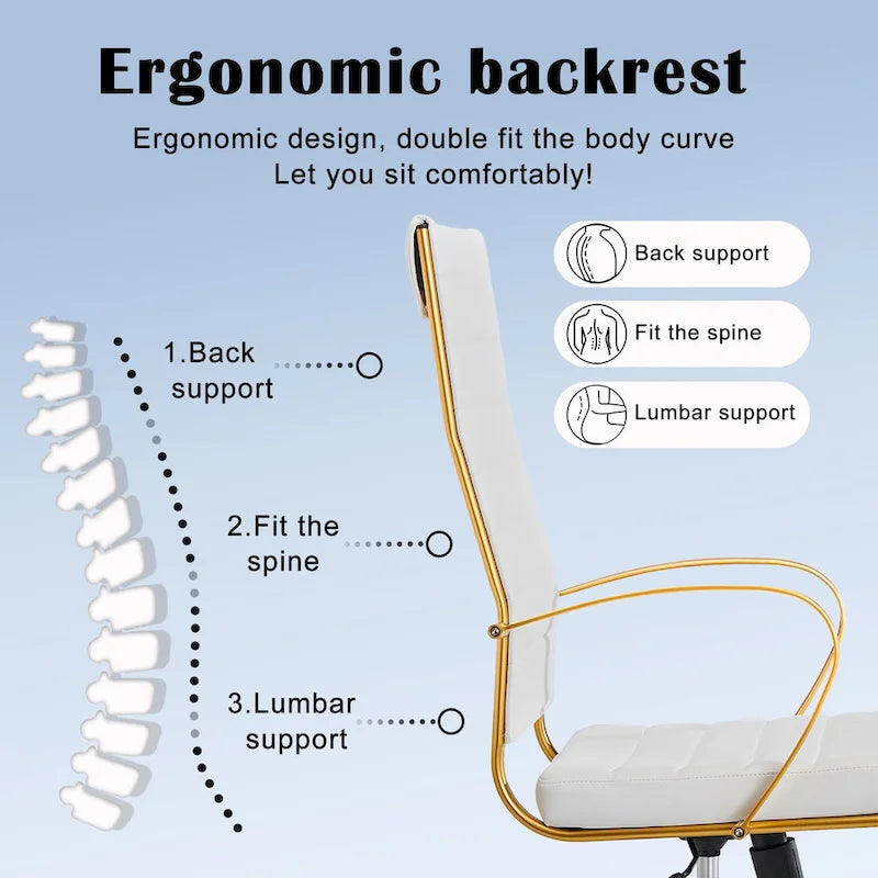 Ribbed Computer Office Chair Adjustable Swivel High Back Desk Chair