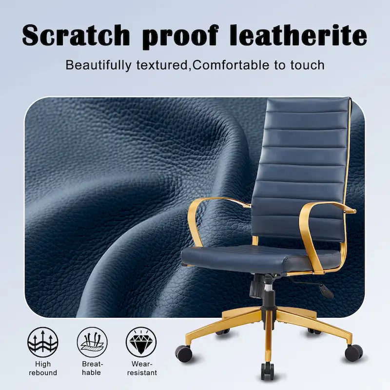 Ribbed Computer Office Chair Adjustable Swivel High Back Desk Chair