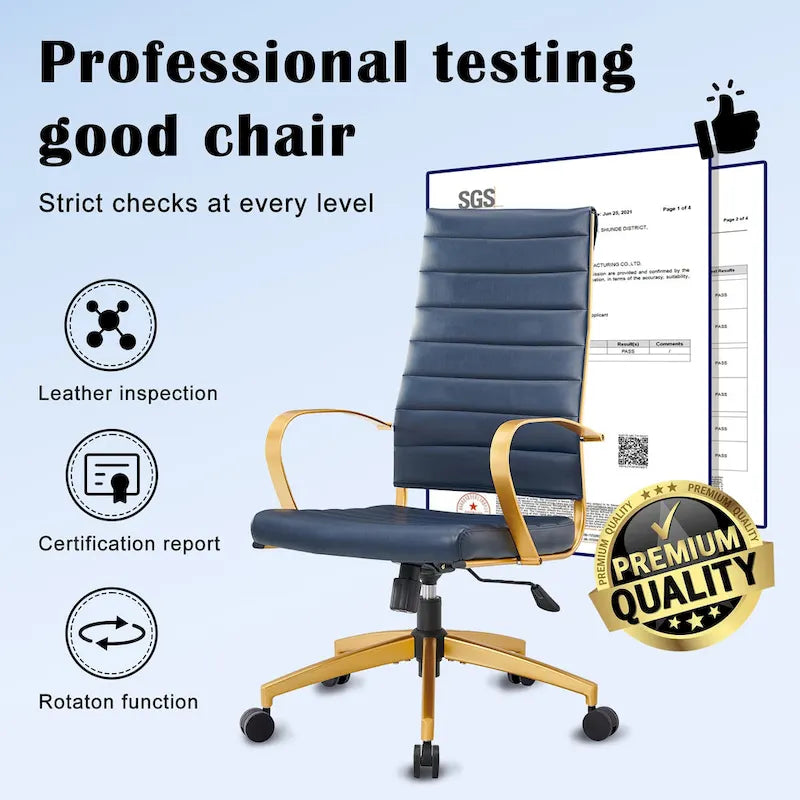 Ribbed Computer Office Chair Adjustable Swivel High Back Desk Chair