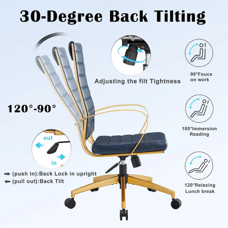 Ribbed Computer Office Chair Adjustable Swivel High Back Desk Chair