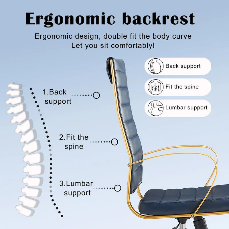 Ribbed Computer Office Chair Adjustable Swivel High Back Desk Chair