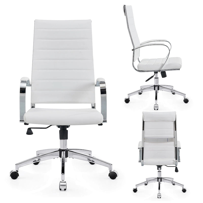 Ribbed Computer Office Chair Adjustable Swivel High Back Desk Chair