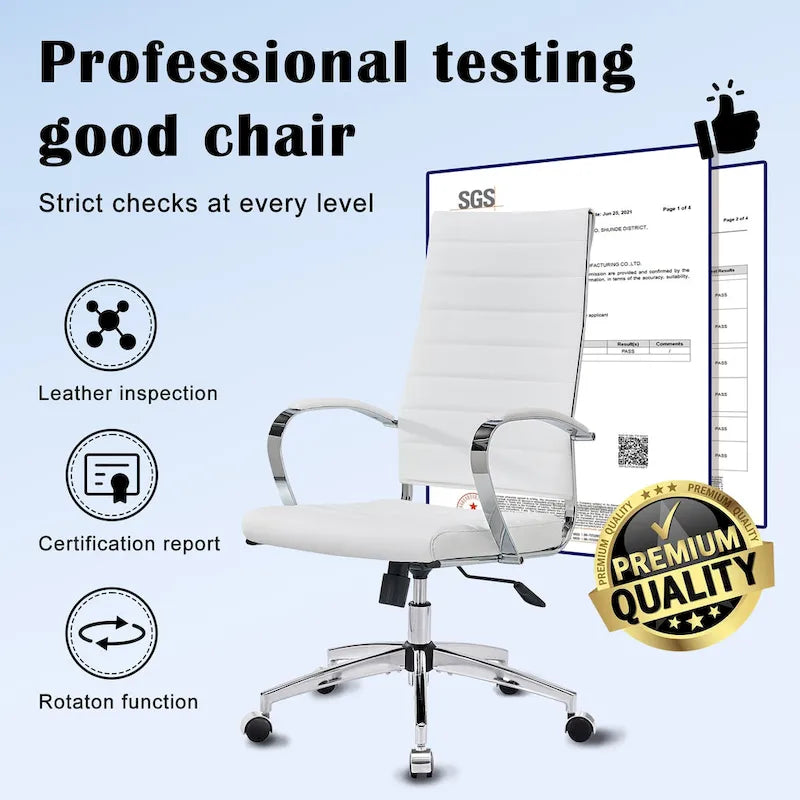 Ribbed Computer Office Chair Adjustable Swivel High Back Desk Chair