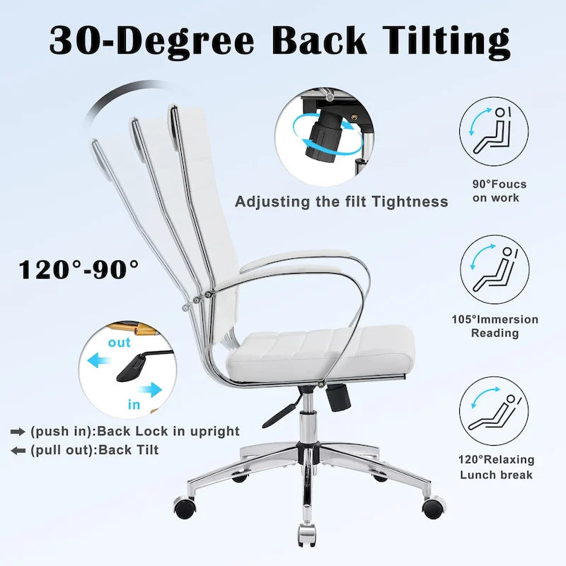 Ribbed Computer Office Chair Adjustable Swivel High Back Desk Chair