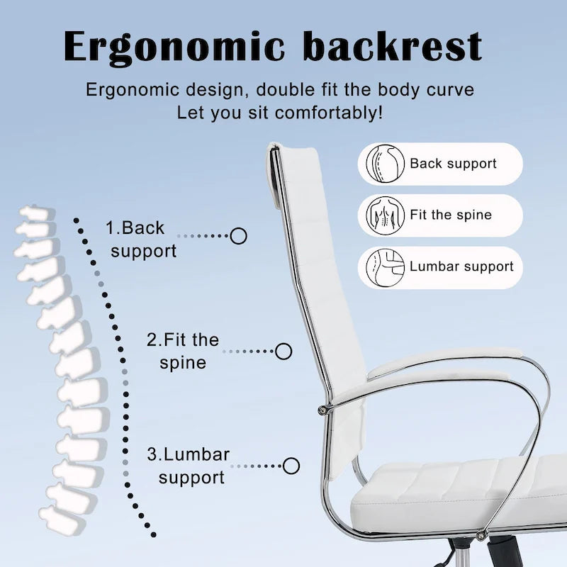 Ribbed Computer Office Chair Adjustable Swivel High Back Desk Chair