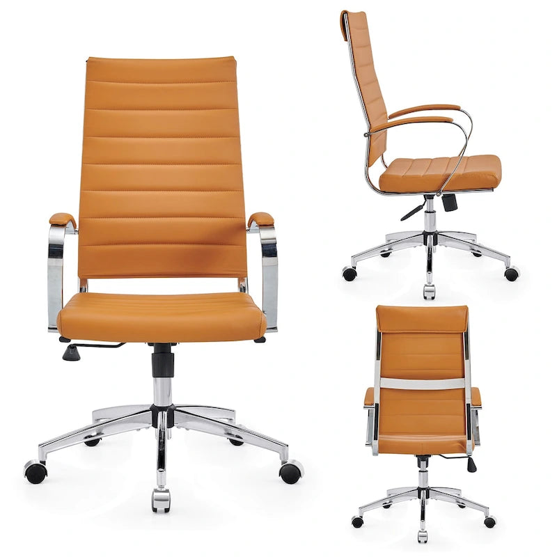 Ribbed Computer Office Chair Adjustable Swivel High Back Desk Chair