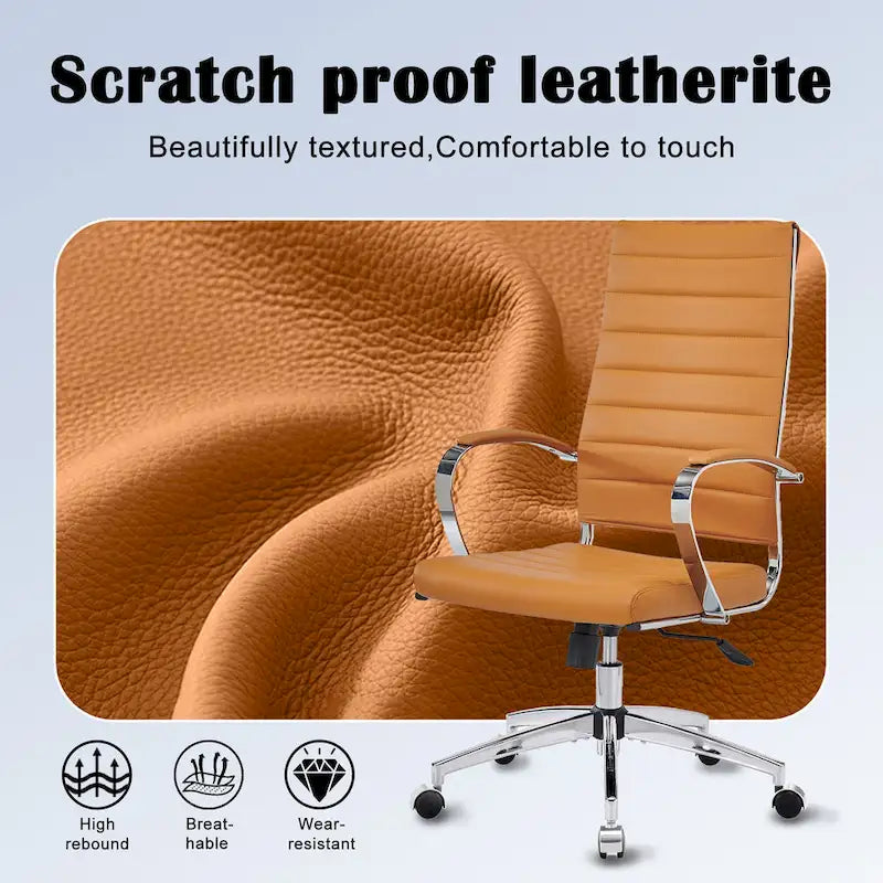 Ribbed Computer Office Chair Adjustable Swivel High Back Desk Chair
