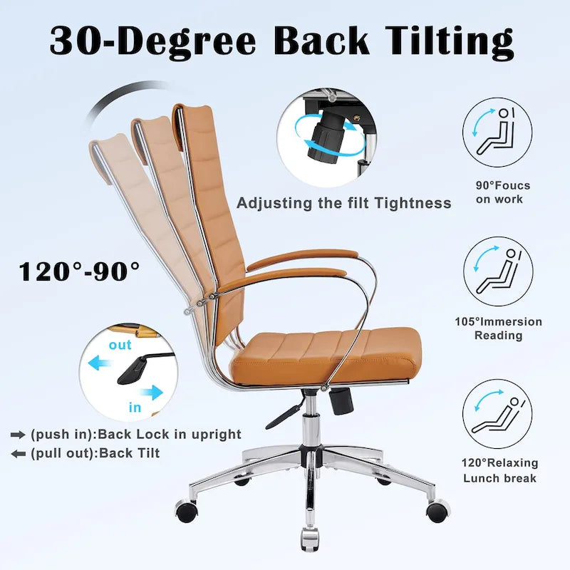 Ribbed Computer Office Chair Adjustable Swivel High Back Desk Chair