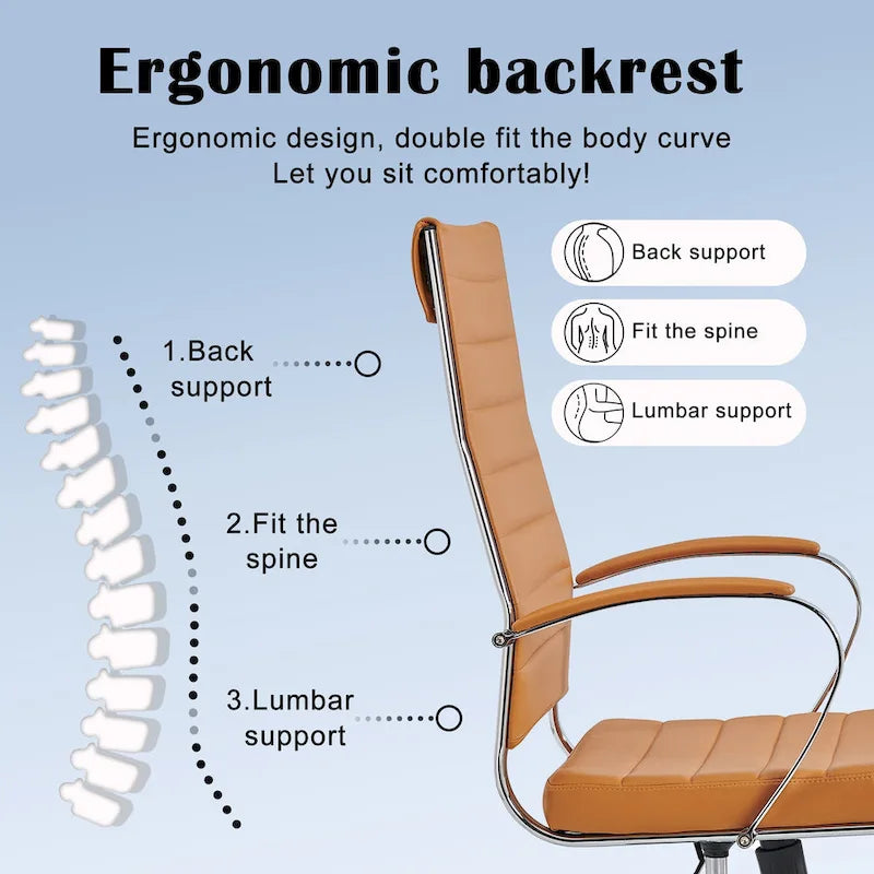 Ribbed Computer Office Chair Adjustable Swivel High Back Desk Chair