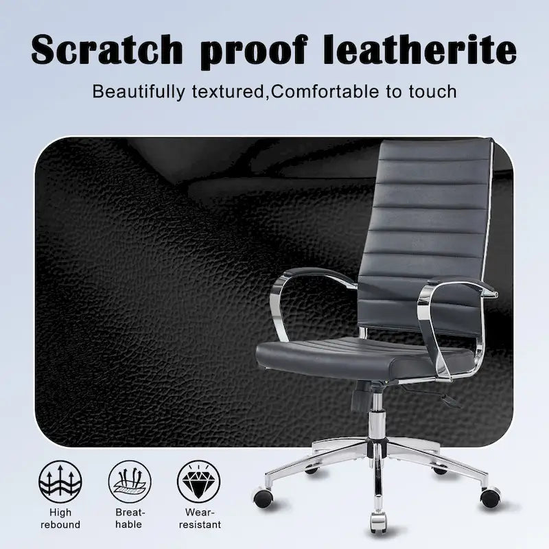 Ribbed Computer Office Chair Adjustable Swivel High Back Desk Chair