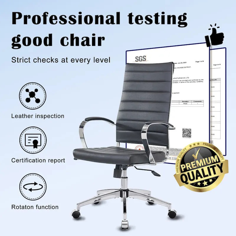 Ribbed Computer Office Chair Adjustable Swivel High Back Desk Chair