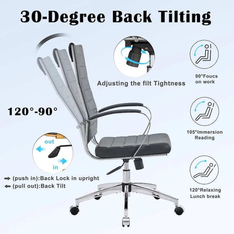 Ribbed Computer Office Chair Adjustable Swivel High Back Desk Chair