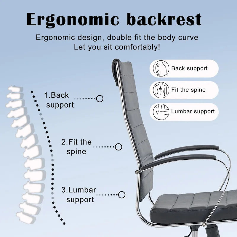 Ribbed Computer Office Chair Adjustable Swivel High Back Desk Chair