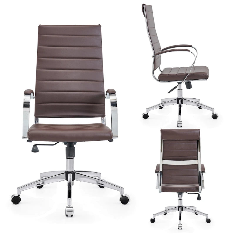 Ribbed Computer Office Chair Adjustable Swivel High Back Desk Chair