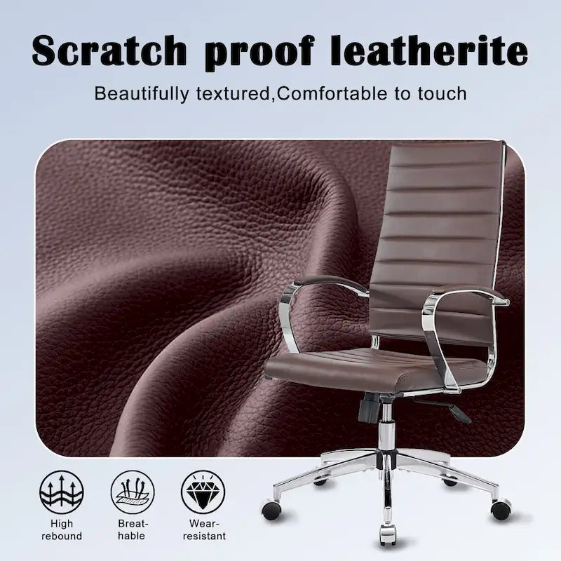 Ribbed Computer Office Chair Adjustable Swivel High Back Desk Chair