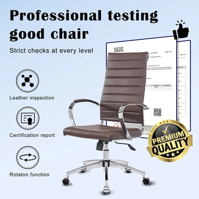 Ribbed Computer Office Chair Adjustable Swivel High Back Desk Chair