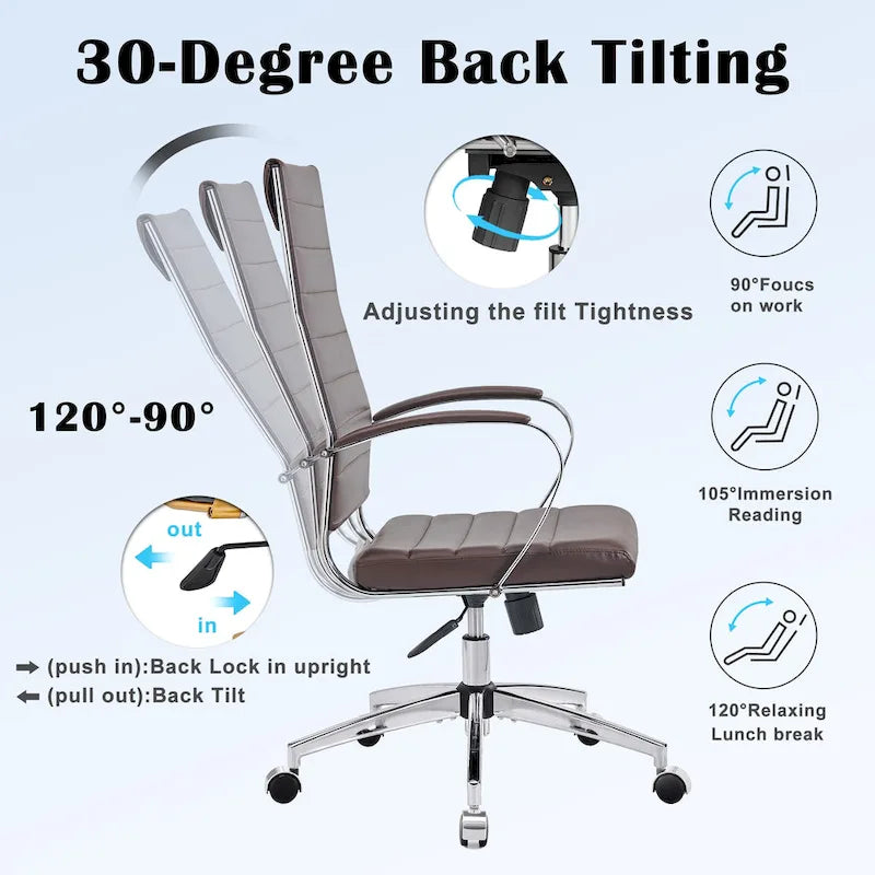 Ribbed Computer Office Chair Adjustable Swivel High Back Desk Chair