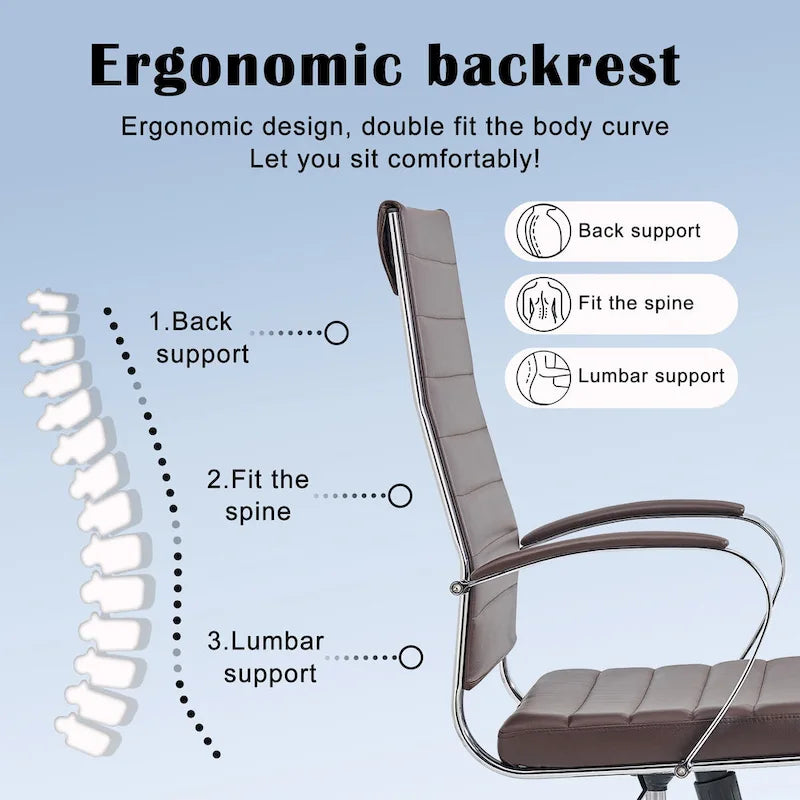 Ribbed Computer Office Chair Adjustable Swivel High Back Desk Chair